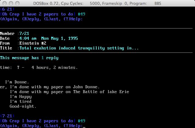 Screenshot of an email predecessor on a BBS. photo (cc) by Andy Langager 