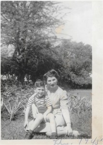July 1945 - My mom cradling my big brother. The summer before his 'nightmare' was born.