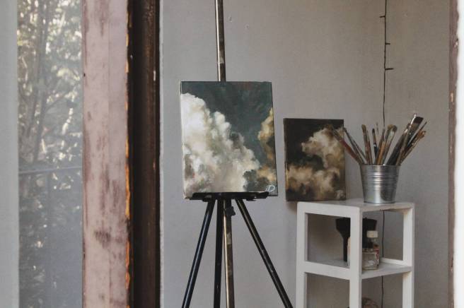 Painting on an easel